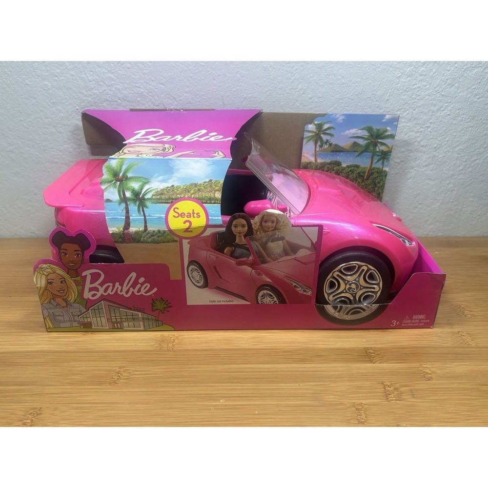New Mattel Barbie Glam Convertible Pink Car DVX59 Sparkly 2-Seater Vehicle 2016